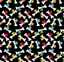 Load image into Gallery viewer, Studio E - Merry Woof-mas - Black Bone with Bow Toss - 1/2 YARD CUT
