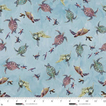 Load image into Gallery viewer, Studio E - Drop in the Ocean - Egyptian Sea Turtles - 1/2 YARD CUT
