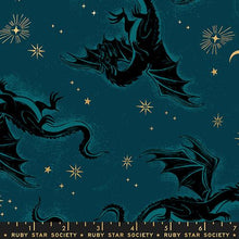 Load image into Gallery viewer, Ruby Star Society - Fireglow - Etched Dragons - Galaxy Metallic - 1/2 YARD CUT
