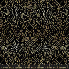 Load image into Gallery viewer, Ruby Star Society - Fireglow - Scribe - Black Metallic - 1/2 YARD CUT
