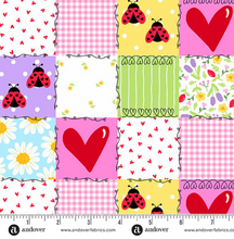 Load image into Gallery viewer, Andover Prints - Little Ladies - Picnic Patchwork Blossom - 1/2 YARD CUT
