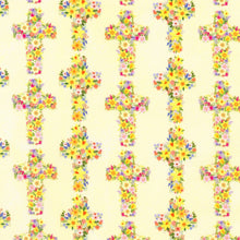 Load image into Gallery viewer, Robert Kaufman - Happy Easter - Flower Cross Cream - 1/2 YARD CUT

