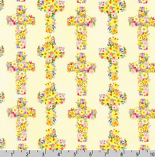 Load image into Gallery viewer, Robert Kaufman - Happy Easter - Flower Cross Cream - 1/2 YARD CUT
