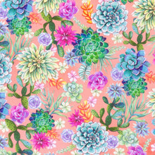 Load image into Gallery viewer, Robert Kaufman - Desert Blooms - Succulents Coral - 1/2 YARD CUT

