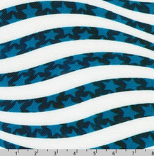 Load image into Gallery viewer, Robert Kaufman - Freedom Flight - Wavy Stripes, Stars - Blue - 1/2 YARD CUT
