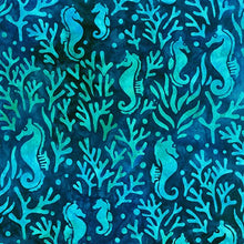 Load image into Gallery viewer, Robert Kaufman - Totally Tropical - Seahorses Ocean - 1/2 YARD CUT
