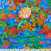 Load image into Gallery viewer, Robert Kaufman - Tropical Canyon - Coral &amp; Turtle - 1/2 YARD CUT
