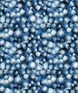 Timeless Treasures - Packed Blue Seashells - 1/2 YARD CUT