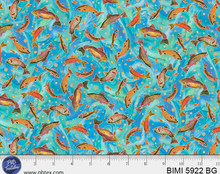Load image into Gallery viewer, P&amp;B Textiles - Bear in Mind - Tossed Fish - 1/2 YARD CUT
