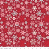 Riley Blake - Mistletoe & Holly - Snowflakes Barn Red - 1/2 YARD CUT