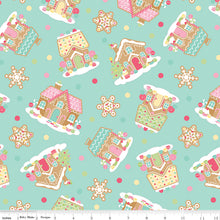 Load image into Gallery viewer, Riley Blake - Gingerbread Kisses - Main Blue - 1/2 YARD CUT

