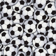 Load image into Gallery viewer, Timeless Treasures - Cheer Squad - Packed Soccer Balls - 1/2 YARD CUT
