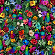 Load image into Gallery viewer, Timeless Treasures - Stroke of Genius - Tropical Floral &amp; Birds - 1/2 YARD CUT
