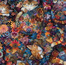 Load image into Gallery viewer, Timeless Treasures - Calico Cat - Calico Cat Floral - 1/2 YARD CUT

