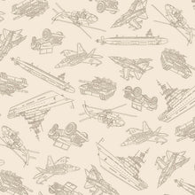 Load image into Gallery viewer, Timeless Treasures - Path to Freedom - Military Convoy Ecru - 1/2 YARD CUT
