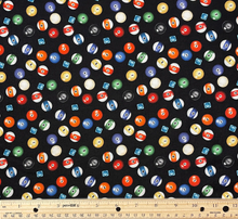 Load image into Gallery viewer, Michael Miller - Game On - Billiard Balls - Black - 1/2 YARD CUT

