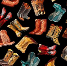 Load image into Gallery viewer, Michael Miller - Big Sky Country - Tossed Boots - Black - 1/2 YARD CUT
