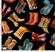 Load image into Gallery viewer, Michael Miller - Big Sky Country - Tossed Boots - Black - 1/2 YARD CUT
