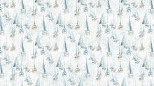 Load image into Gallery viewer, Northcott - Smooth Sailing - Stripe - Small Sail Boats - White - 1/2 YARD CUT
