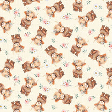 Load image into Gallery viewer, Timeless Treasures - 'Til the Cows Come Home - Highland Cows &amp; Floral - 1/2 YARD CUT
