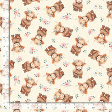 Load image into Gallery viewer, Timeless Treasures - 'Til the Cows Come Home - Highland Cows &amp; Floral - 1/2 YARD CUT
