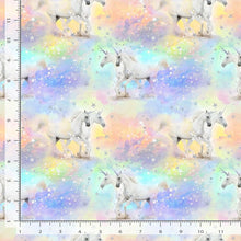 Load image into Gallery viewer, Timeless Treasures - Pastel Unicorns &amp; Stars Metallic - 1/2 YARD CUT
