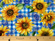 Load image into Gallery viewer, QT Fabrics - Sunflowers Blue - 1/2 YARD CUT
