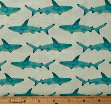 Load image into Gallery viewer, Lewis &amp; Irene - Under the Sea - Sharks - 1/2 YARD CUT
