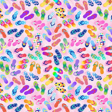 Load image into Gallery viewer, Timeless Treasures - Pool Party - Flip Flops - 1/2 YARD CUT

