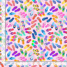 Load image into Gallery viewer, Timeless Treasures - Pool Party - Flip Flops - 1/2 YARD CUT
