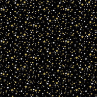 Timeless Treasures - Winter Rose - Black Metallic Stars - 1/2 YARD CUT