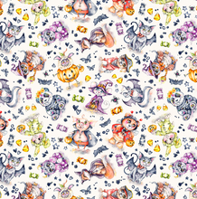 Load image into Gallery viewer, P&amp;B Textiles - Little Darlings Halloween - Character Costume Toss - White - 1/2 YARD CUT
