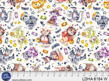 Load image into Gallery viewer, P&amp;B Textiles - Little Darlings Halloween - Character Costume Toss - White - 1/2 YARD CUT
