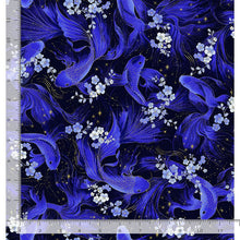 Load image into Gallery viewer, Timeless Treasures - Moonlight - Metallic Butterfly Koi Fish - 1/2 YARD CUT
