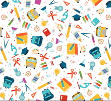 Load image into Gallery viewer, P&amp;B Textiles - Love, Teach, Inspire - School Supplies - 1/2 YARD CUT
