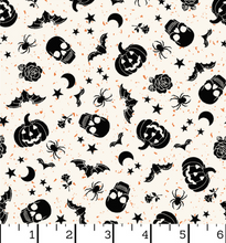 Load image into Gallery viewer, Maywood Studios - Goth Gardens - Floating Pumpkins and Skulls - 1/2 YARD CUT

