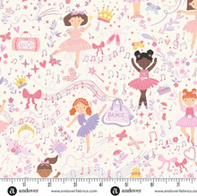 Load image into Gallery viewer, Andover Prints - Makower UK - Dance Class - Recital - Cream - 1/2 YARD CUT
