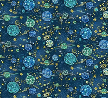 Load image into Gallery viewer, Andover Prints - Makower UK - Orbit - Galaxy - Blue - 1/2 YARD CUT
