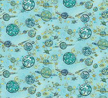 Load image into Gallery viewer, Andover Prints - Makower UK - Orbit - Galaxy - Teal - 1/2 YARD CUT
