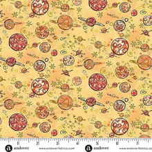 Load image into Gallery viewer, Andover Prints - Makower UK - Orbit - Galaxy - Yellow - 1/2 YARD CUT
