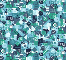 Load image into Gallery viewer, Andover Prints - Makower UK - Orbit - Countdown - Blue - 1/2 YARD CUT
