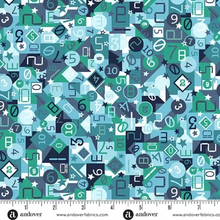 Load image into Gallery viewer, Andover Prints - Makower UK - Orbit - Countdown - Blue - 1/2 YARD CUT
