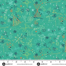 Load image into Gallery viewer, Andover Prints - Makower UK - Orbit - Formula - Green - 1/2 YARD CUT
