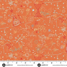 Load image into Gallery viewer, Andover Prints - Makower UK - Orbit - Formula - Orange - 1/2 YARD CUT
