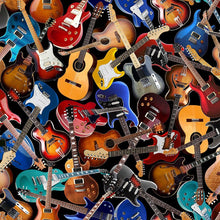Load image into Gallery viewer, Timeless Treasures - I'm with the Band - Tossed Guitar - 1/2 YARD CUT
