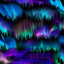 Load image into Gallery viewer, Timeless Treasures - Trees Aurora Borealis - 1/2 YARD CUT
