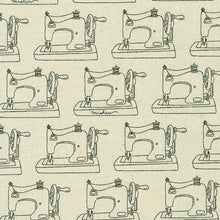 Load image into Gallery viewer, Robert Kaufman - CANVAS - Sewing Machines Natural - 1/2 YARD CUT
