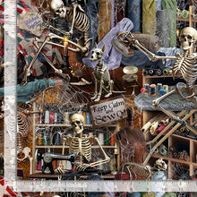 Load image into Gallery viewer, Timeless Treasures - Blood Sweat Shears - Skeletons - 1/2 YARD CUT
