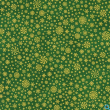Load image into Gallery viewer, Robert Kaufman - Holiday Flourish Peppermint Twist - Snowflakes - Pine  - 1/2 YARD CUT
