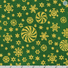 Load image into Gallery viewer, Robert Kaufman - Holiday Flourish Peppermint Twist - Snowflakes - Pine  - 1/2 YARD CUT

